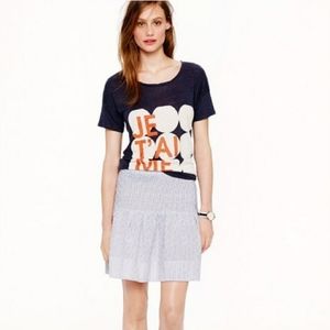 J. Crew Esplanade Blue & White Seersucker Striped Embroidered Mini Skirt Size 8